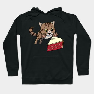 Siberian Cat excited to eat Red Velvet Cake Hoodie